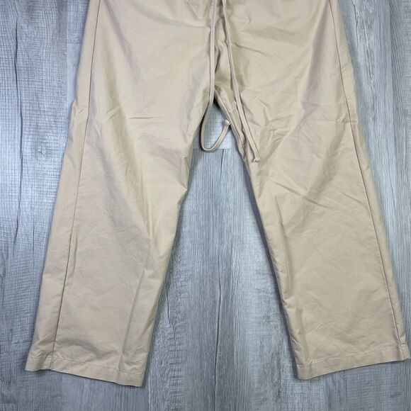 Fear Of God Essentials Relaxed Cotton Trousers Oak Medium Drawstring Wide Leg P - Picture 3 of 11